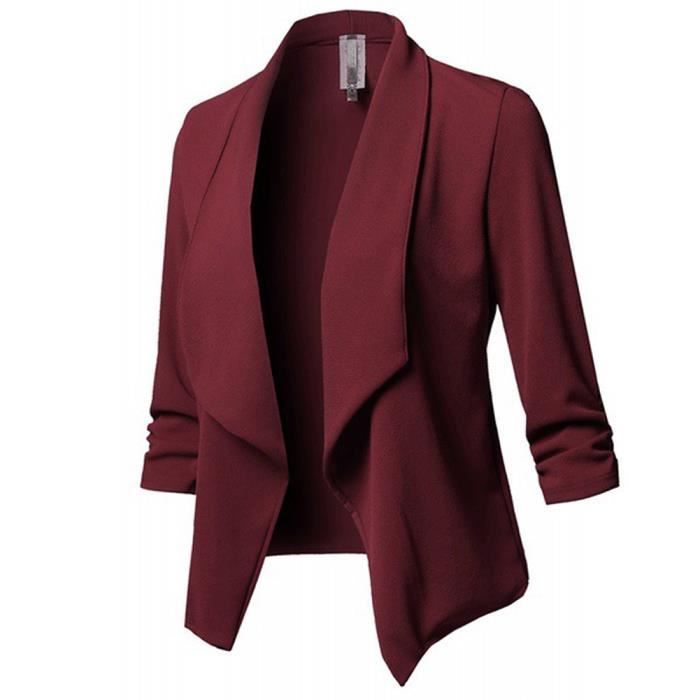 Blazer Femme Chic Couleur Unie Costume Blazers Manche 3 4 Casual Slim Fit Costume de Tailleur Elegant C C Cdiscount Pret a Porter