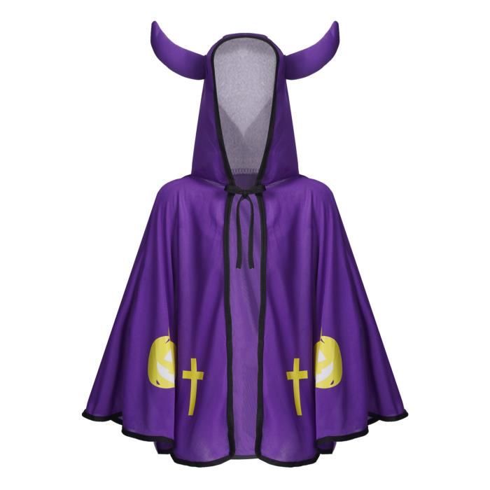 Cape Velours Enfant Vampire/Magicien - Capuchon - Taille L (100cm) - Vert - Halloween Noël