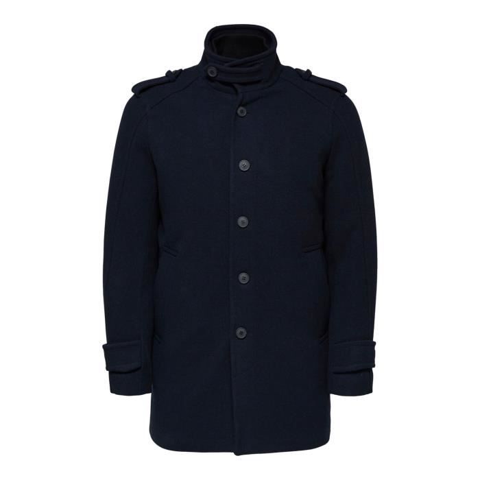 Manteau Homme Selected Noah Dark Sapphire Twill XL Tisse Laine Recyclee Polyester Autres Fibres Dark sapphire twill Cdiscount Pret a Porter