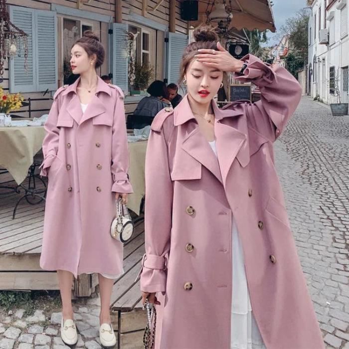 TRENCH femme Temperament a la mode design chic leger et lache elegant et populaire rose Jubang Rose Cdiscount Pret a Porter