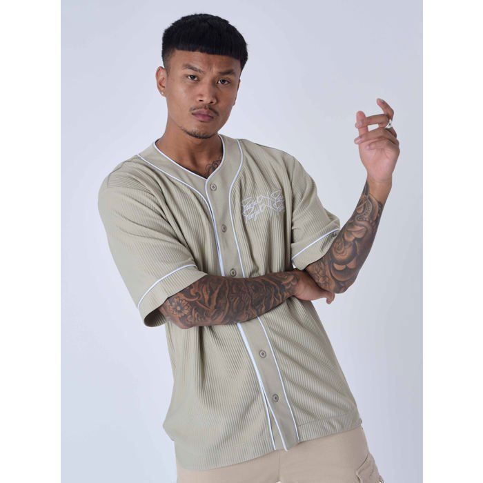 Chemise style Maillot de baseball en matière texturé