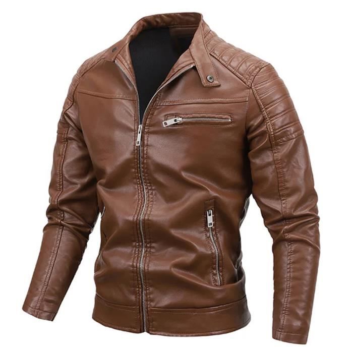 Blouson Motard En Cuir épais Homme Taille 2XL - Marque Hot Leathers, Noir Avec Clous Métal