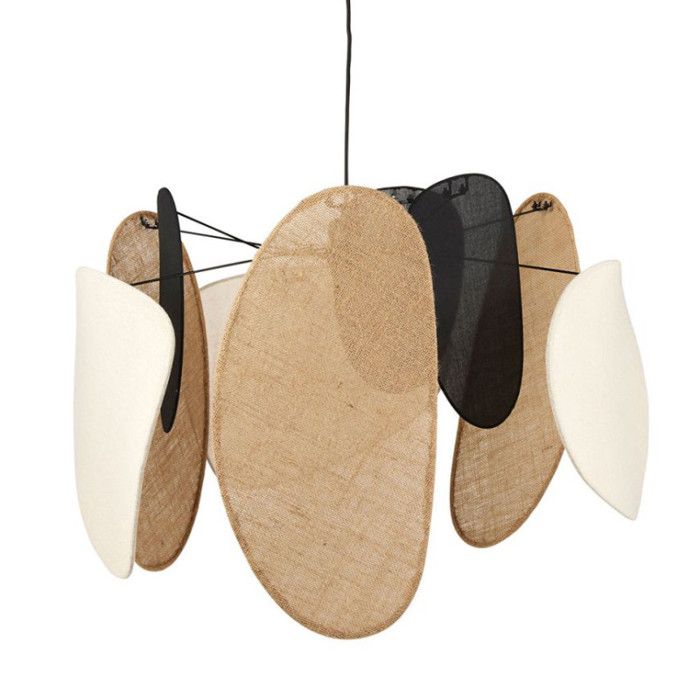 Suspension lin et jute Almeria beige noir et marron Ostaria