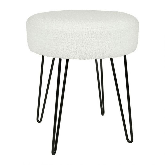 Tabouret bouclette blanc pieds métal Ostaria Tabouret bouclette blanc pieds métal Ostaria