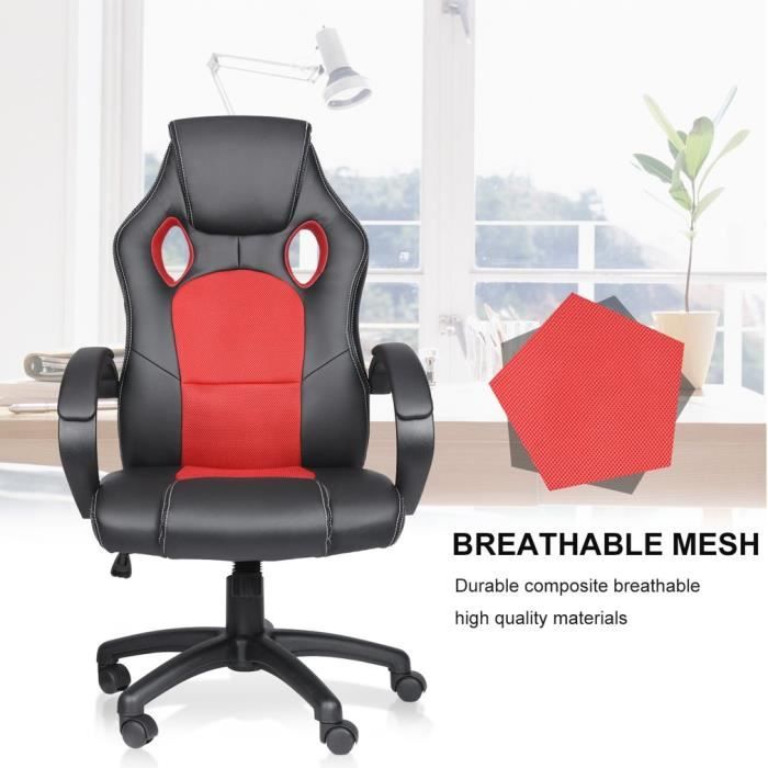 Chaise De Bureau Fauteuil De Bureau Racing Sport Noir Rouge Rembourrage Epais Hauteur Reglable Achat Vente Chaise De Bureau Cdiscount