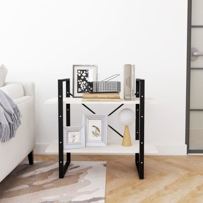 LVL - MEUBLE ETAGERE - Bibliothèque à 2 niveaux Blanc 80x30x70 cm Bois de pin massif(1094)