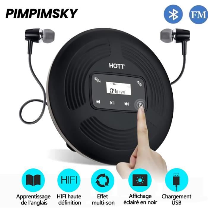 PIMPIMSKY  Lecteur CD Portable  Haut-parleurs HiFi int&eacute;gr&eacute;s  Bluetooth 5.0  Transmetteur FM  35 mm AUX Entr&eacute;e / Sortie + USB 