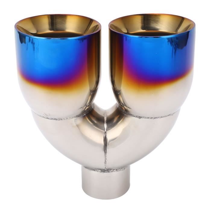 Double Sortie D'échappement Y En Acier Inoxydable – Entrée 63 Mm (2.5"), Sorties 76 Mm (3") – Longueur 220 Mm – Pour Customisation Auto/moto