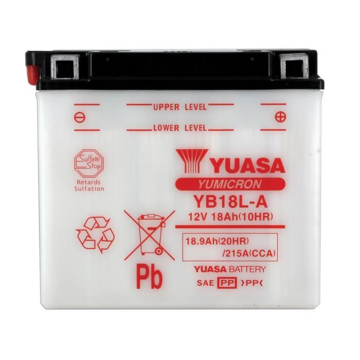 YUASA - Batterie Moto 12V Avec Entretien Sans Pack Acide Yb18L-A