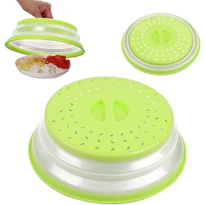 KXVXXV Couvercle Micro Ondes avec Eau, 26 cm Cloche Micro Onde sans bpa avec poignée Idéal pour Les Petits et Grands Micro-Ondes Cloche Transparente Alimentaire