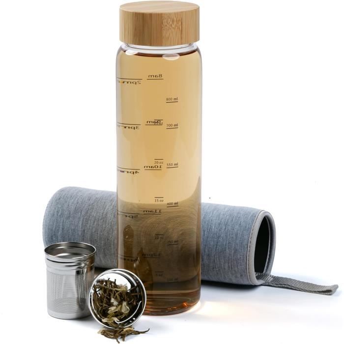 BBWELL Lot De 3 Bouteilles En Verre 1L Avec Couvercle Hermétique Et Brosse - Gourde Verre Étanche Anti-Fuite Pour Jus, Smoothies, Eau Infusée, Café Froid Ou Chaud