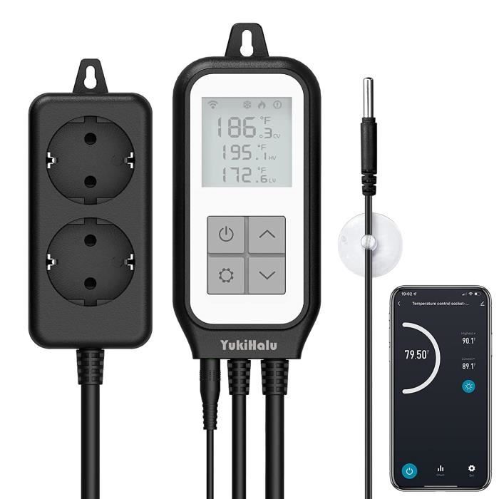 GOEDCH - Pack De 2 Thermostats Numériques Jour/nuit Avec Sonde - Prise Contrôle Température Pour Serre, Aquarium