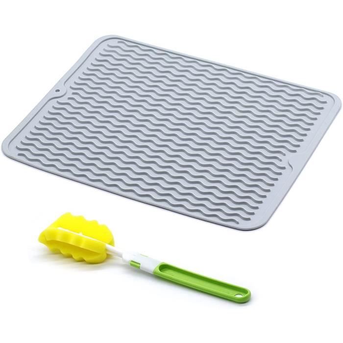 Tapis égouttoir Vaisselle En Silicone - 42,6 X 33,2 Cm, Antidérapant, Avec Rainures Drainage - Pour évier, Plan De Travail, Rangement Facile