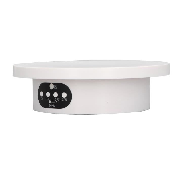 Plateau Tournant Électrique Avec Télécommande - Présentoir Rotatif 3 Vitesses Pour Bijoux, Montres Et Photographie (Blanc)