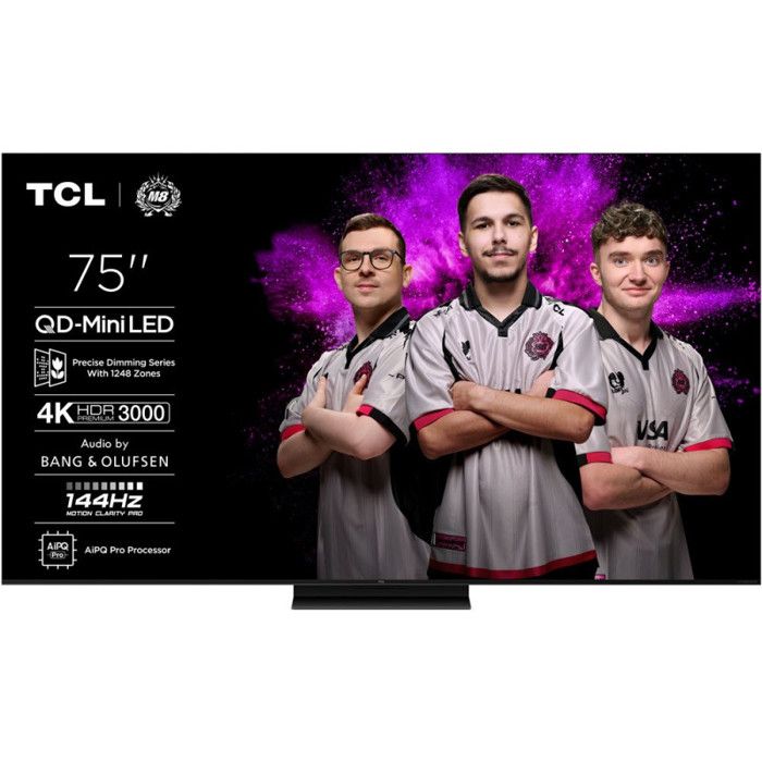 TV QD Mini LED Pro Tcl 75C79K 191 cm 4K UHD 2025 Aluminium brossé