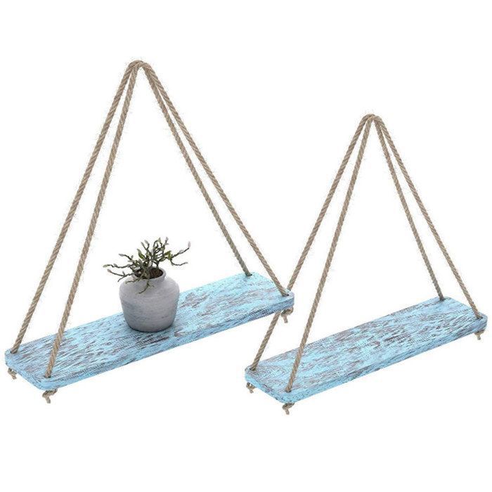 SAYAYO Lot De 2 Étagères Murales Rustiques 40CM - Tablettes Flottantes Bois Brun Clair