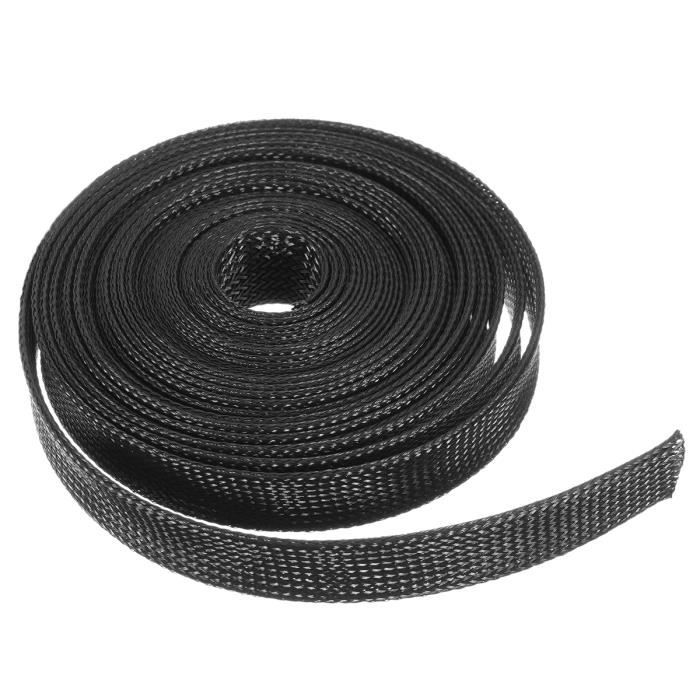 Lot De Gaines Tressées Extensibles Pour Câbles - Noires Et Blanches, Longueurs 1/5/10M, Toutes Tailles