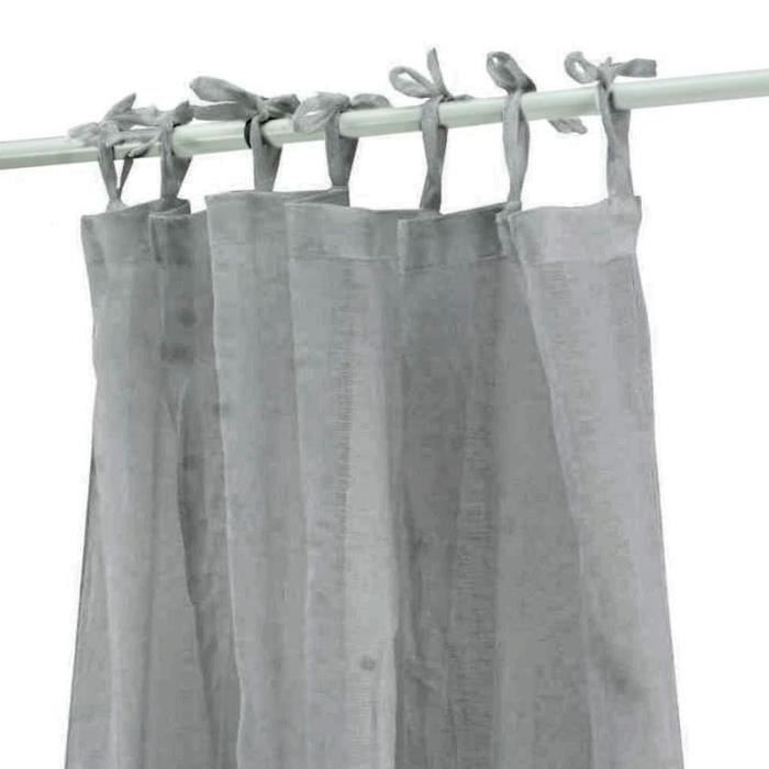 FIRST - Voilage en coton à pattes gris 105x250