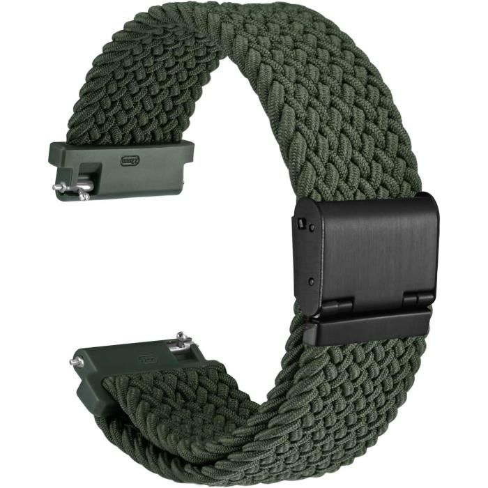 BISONSTRAP Lot 2 Bracelets Nylon Tressé Élastique – Boucle Améliorée 16-24 Mm, Confort Sport