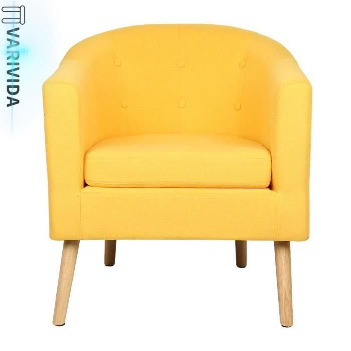 varivida 1x chaise canape sofa en surface de lin (jaune)