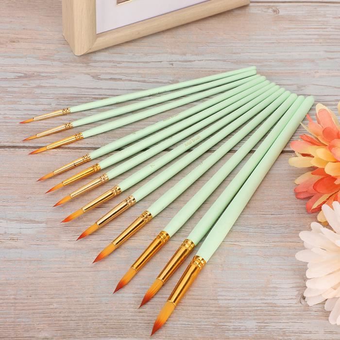 Lot De 6 Pinceaux D'artiste En Poils En Nylon Pour Acrylique, Huile, Gouache, Aquarelle, Peinture Sur Roche