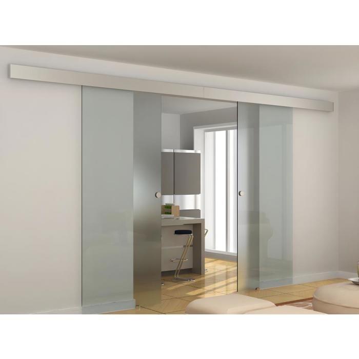 Porte Coulissante Double En Applique Alina H205 X L166 Cm Verre Trempe Achat Vente Porte Coulissante Porte Coulissante Double En Cdiscount