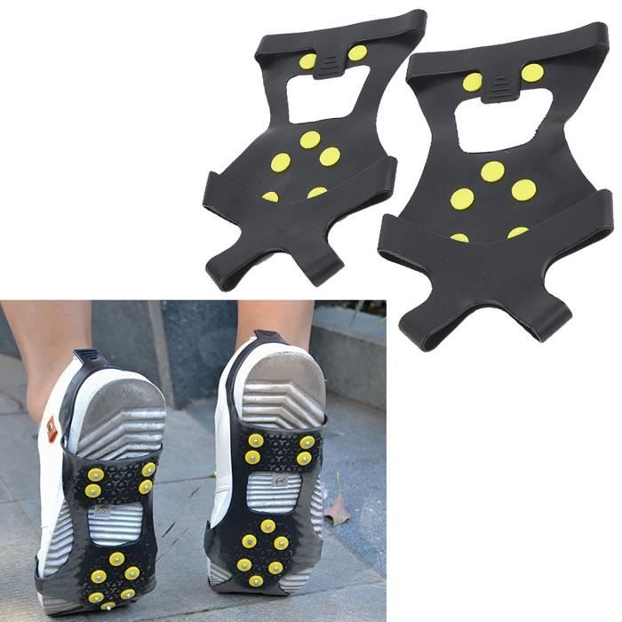 VGEBY Pince à Glace 1Paire Couvre-chaussures 10 Dents Crampons Anti-dérapant Glace Poignées de Neige Extérieure(M)