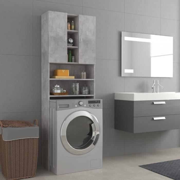 VX - Meuble pour machine à laver Gris béton 64x255x190 cm