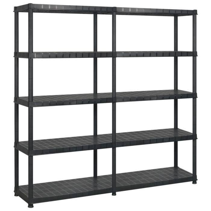 Étagère de rangement à 5 niveaux Noir 183x45 7x185 cm Plastique
