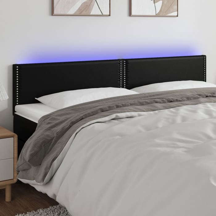 vidaXL Tête de Lit à LED Meuble de Chambre à Coucher Accessoire de Lit Double Tête de Cadre de Lit Intérieur Noir 3121574