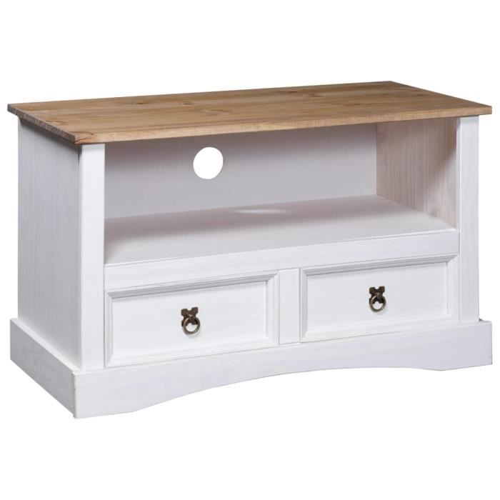 Meuble TV Gamme Corona pin mexicain Blanc 91x43x56 cm HAO ...