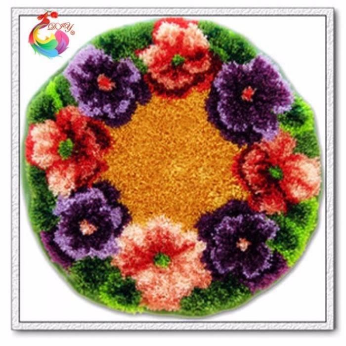 Kit De Tapis Au Point Noué (Crochet à Loquet) - 55x75 Cm, Toile Imprimée, Fil Et Crochet Inclus, Loisir Créatif Adultes