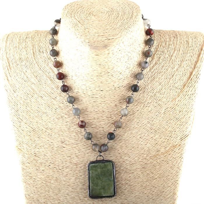 Pendentif Homme En Pierre Naturelle, Style Unique, Multicouleur - Occasion