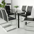 Lot de 8 chaises de salle à manger design contemporain en simili noir et métal chromé-1