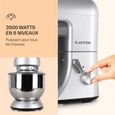 Robot pâtissier - Klarstein - 1200W - Robot cuisine - Bol mélangeur en inox de 5L - Robot multifonction - 6 vitesses - Gris-1