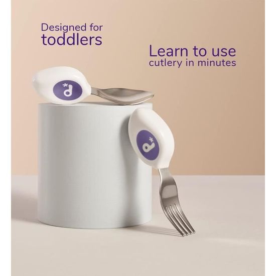 Cuillère Et Fourchette Pour Enfants En Inox, Dès 12 Mois-Premiers Couverts  Montessori Pour Manger Seul-Ergonomique, Soli[x47]