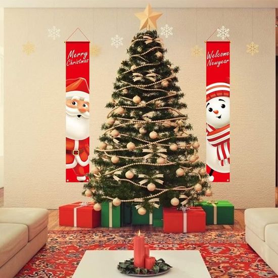 Coffret de décoration,Signe de porche de noël,décor à carreaux de Buffalo,bannière de porte