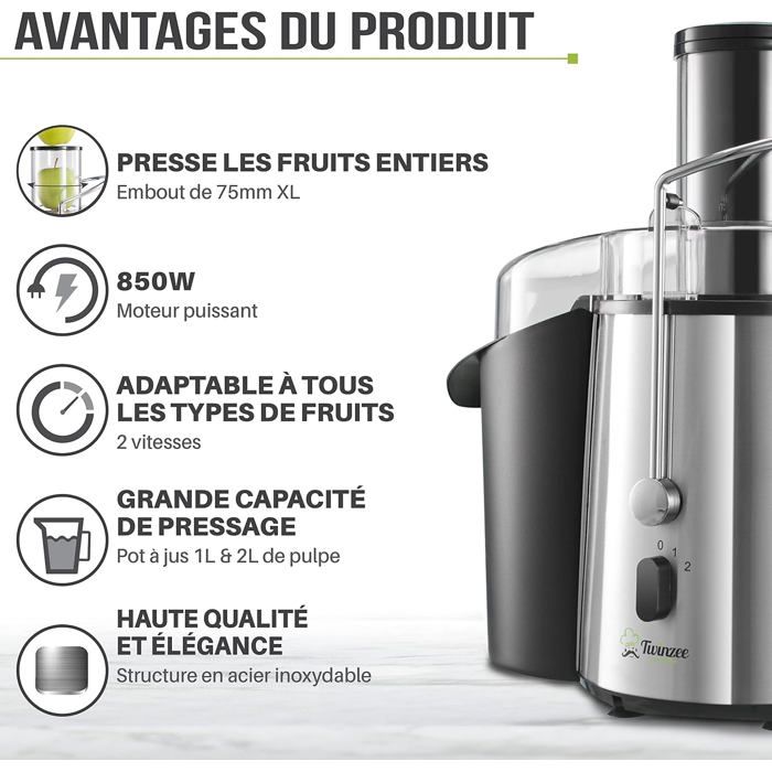 GDOR Centrifugeuse Extracteur De Jus 1300W - Goulotte XXXL 81mm, Double Vitesse, Facile à Nettoyer