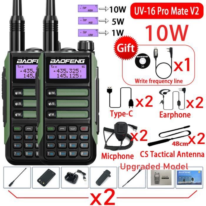 x2 Talkie-walkie Longue Portée 1-3km Radio 16 canaux 446MHz Rechargeable  USB