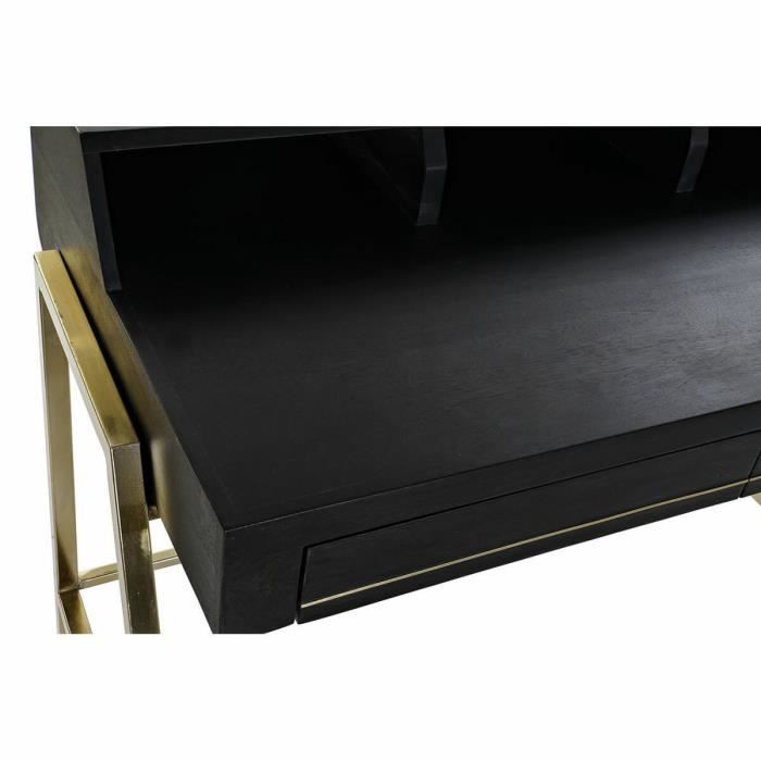 Bureau noir métal doré bois de manguier (125 x 74 x 93.5 cm