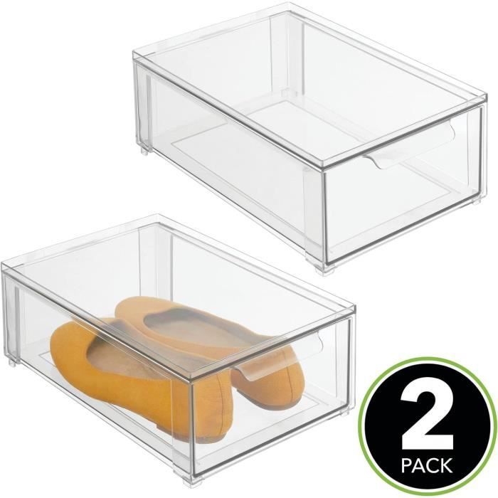 Boite de rangement plastique avec tiroir – bac de rangement plastique bas  pour les chaussures – boite empilable pour accessoi[803] - Cdiscount Maison
