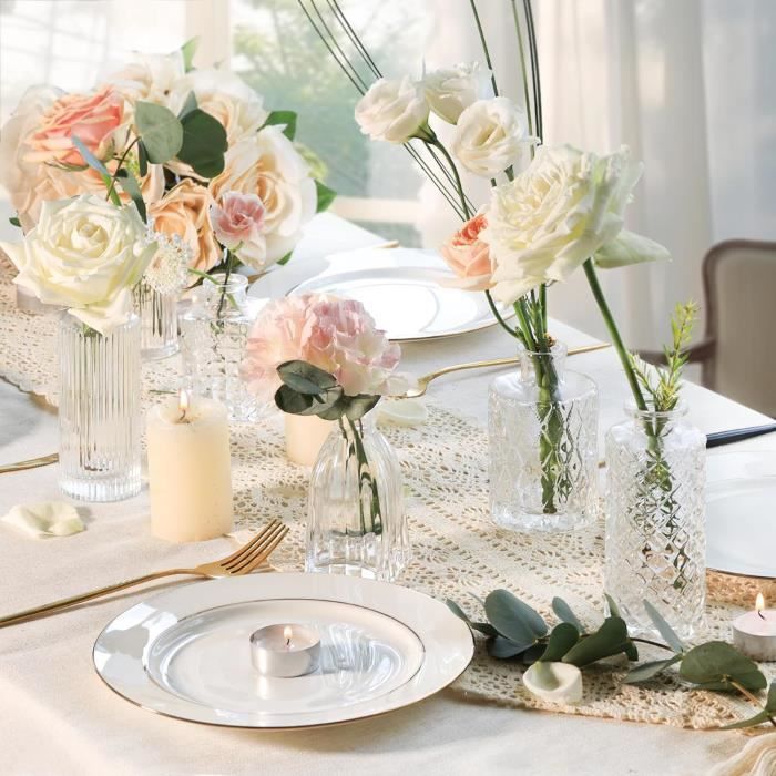 12 Mini Vases En Verre Avec Bouchons - Déco Table Bohème Pour Mariage, Anniversaire Ou Centre De Table