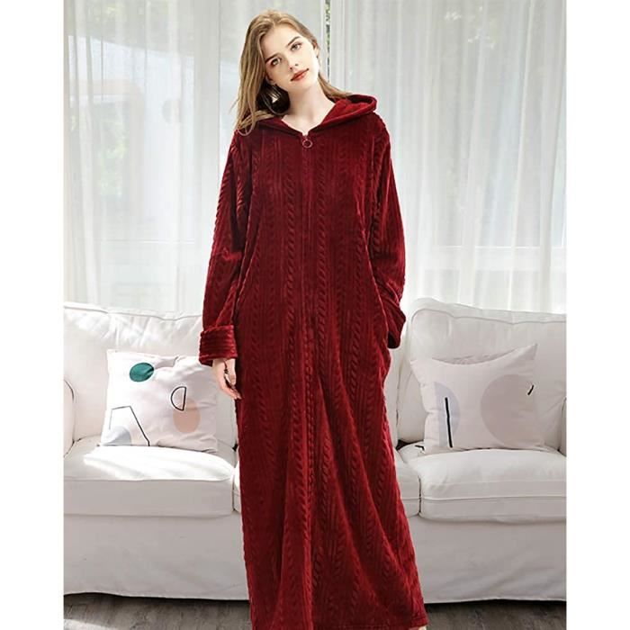 CD SIZE L Peignoir Femme Flanelle Chaud Long Flanelle Peignoir de Bain Robe de Chambre Epais Sauna Peignoir Super Moelle 8985 Cdiscount Maison