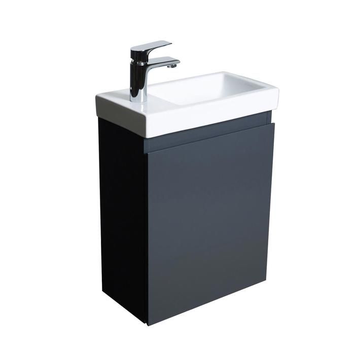 Meuble Lave-Mains LISA Gris Anthracite + Vasque Céramique + Robinet Chromé
