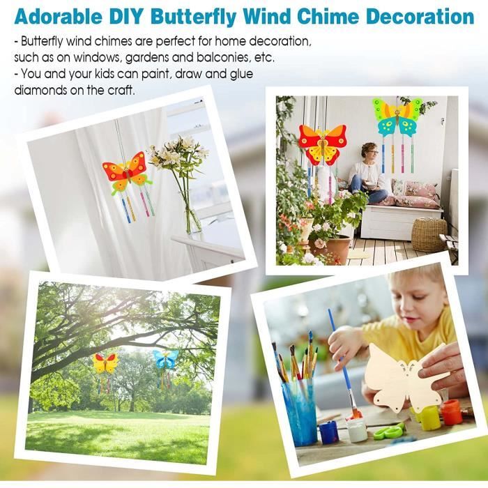 Kit Bricolage Carillon à Vent Licorne – 12 Pièces En Bois, Peinture, Autocollants, Corde – Activité Créative Fille 5-9 Ans