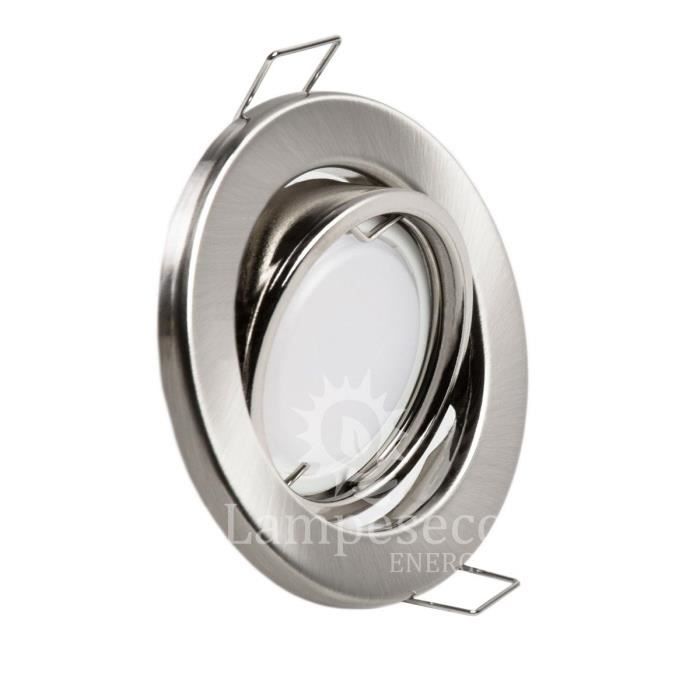 Pack De 5 Spots LED Encastrables GU10 – Alu Brossé – Dimmable – Blanc Neutre – Neuf Sous Blister