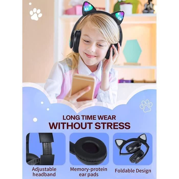 Goodman-Casque Bluetooth pliable 2 en 1 avec oreilles de chat pour enfants  mode filaire-sans fil son stéréo HD pour PC-téléphone-iP - Cdiscount TV Son  Photo