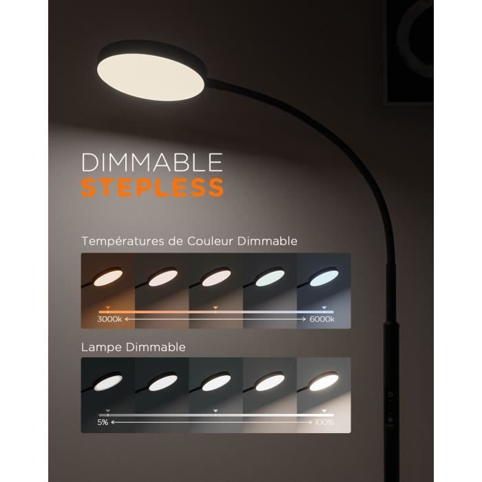 80€ sur tomons Lampadaire sur Pied Salon, Lampadaire LED Dimmable