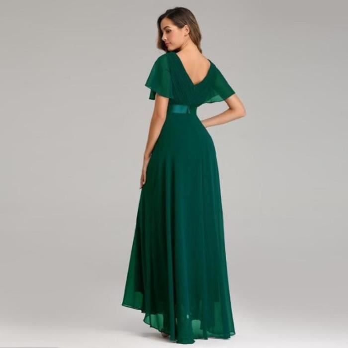 Robe longue de soiree femme en mousseline de soie Vert 1 ZP Vert 1 Cdiscount Pret a Porter