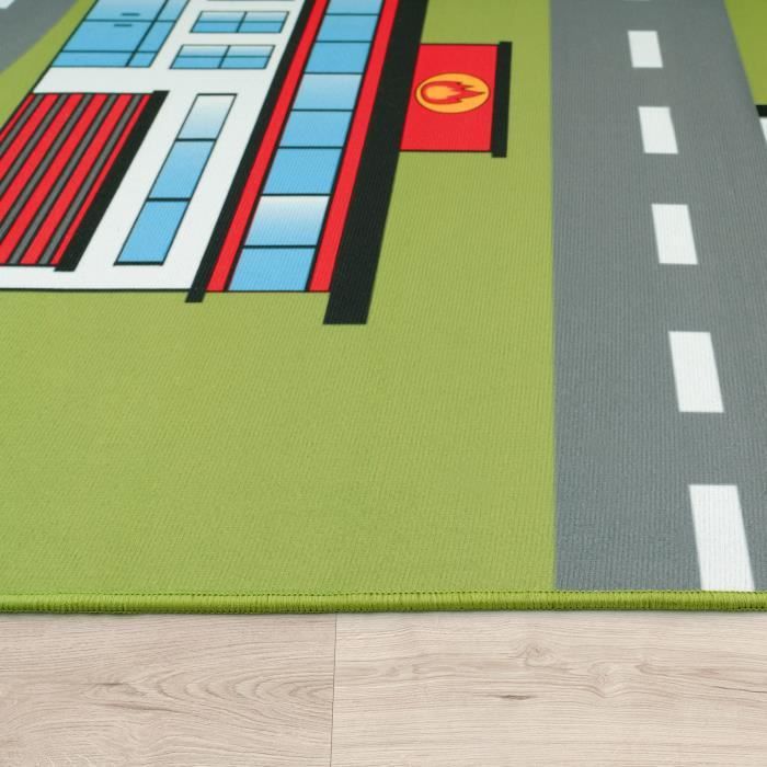 Tapis de jeu pour enfant motif de rue rond - vert - 4 tailles disponibles